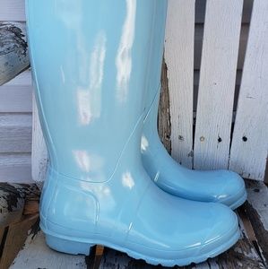 vivid blue hunter boots
